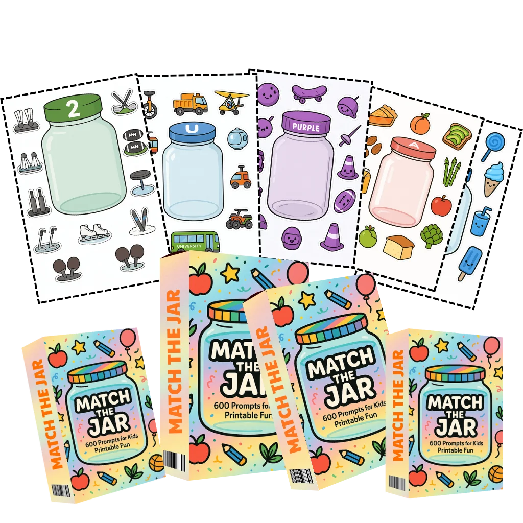 Match the Jar - 600 Prompts for Kids Printable Fun (PLR)