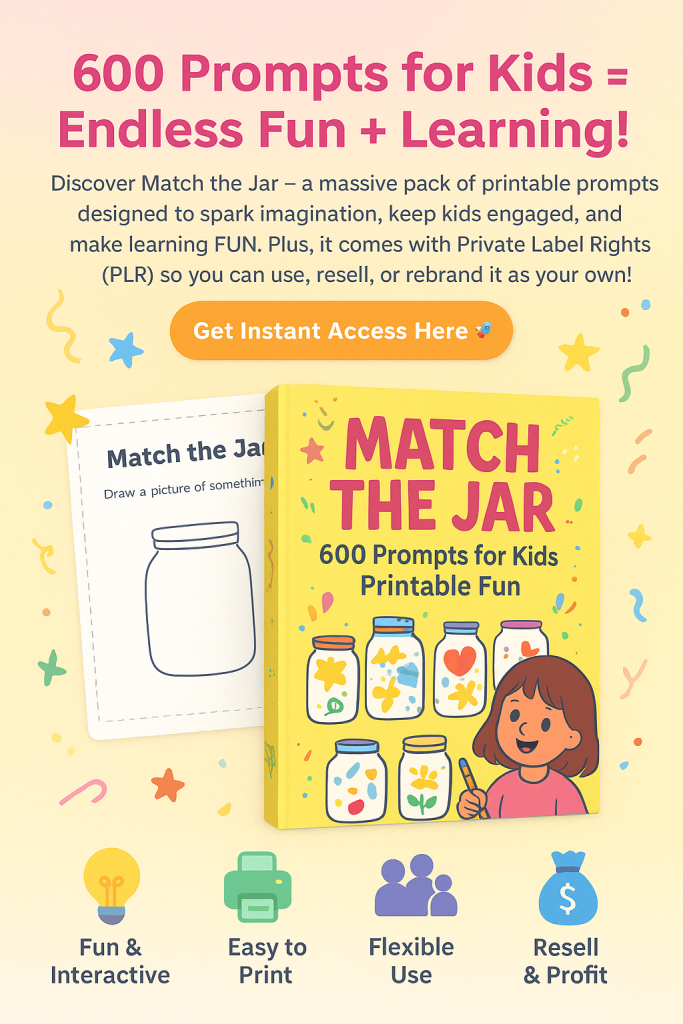 Turn Screen Time into Creative Time: Match the Jar – 600 Prompts Printable for Kids